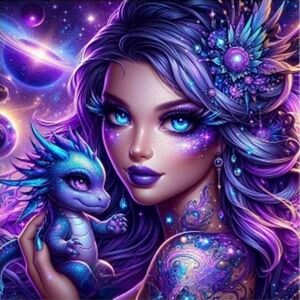 Purple Dragon Girl DIY 5D Full Round Drill Diamond Painting